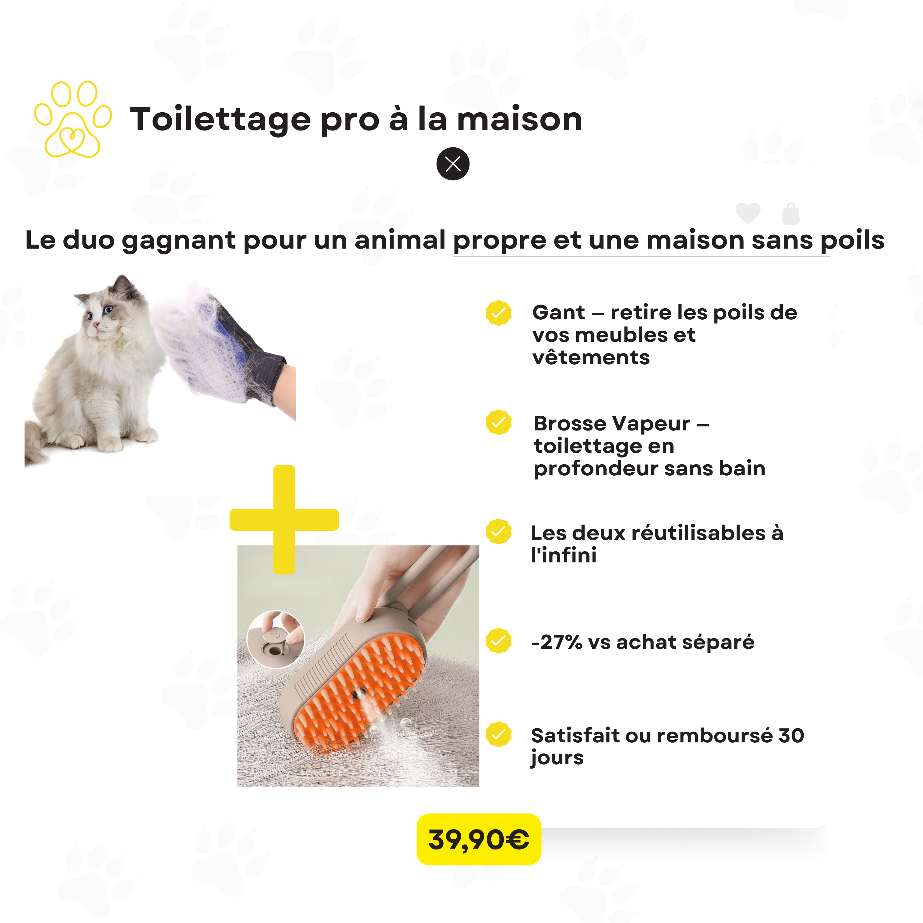 Kit Toilettage Complet™ — Gant + Brosse Vapeur